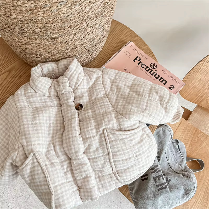 Manteau matelassé vichy enfant doublé polaire – Mini Campus