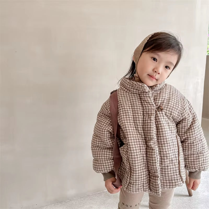 Manteau matelassé vichy enfant doublé polaire – photo 7