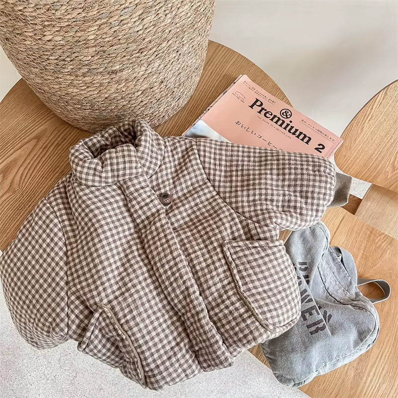 Manteau matelassé vichy enfant doublé polaire – photo 8
