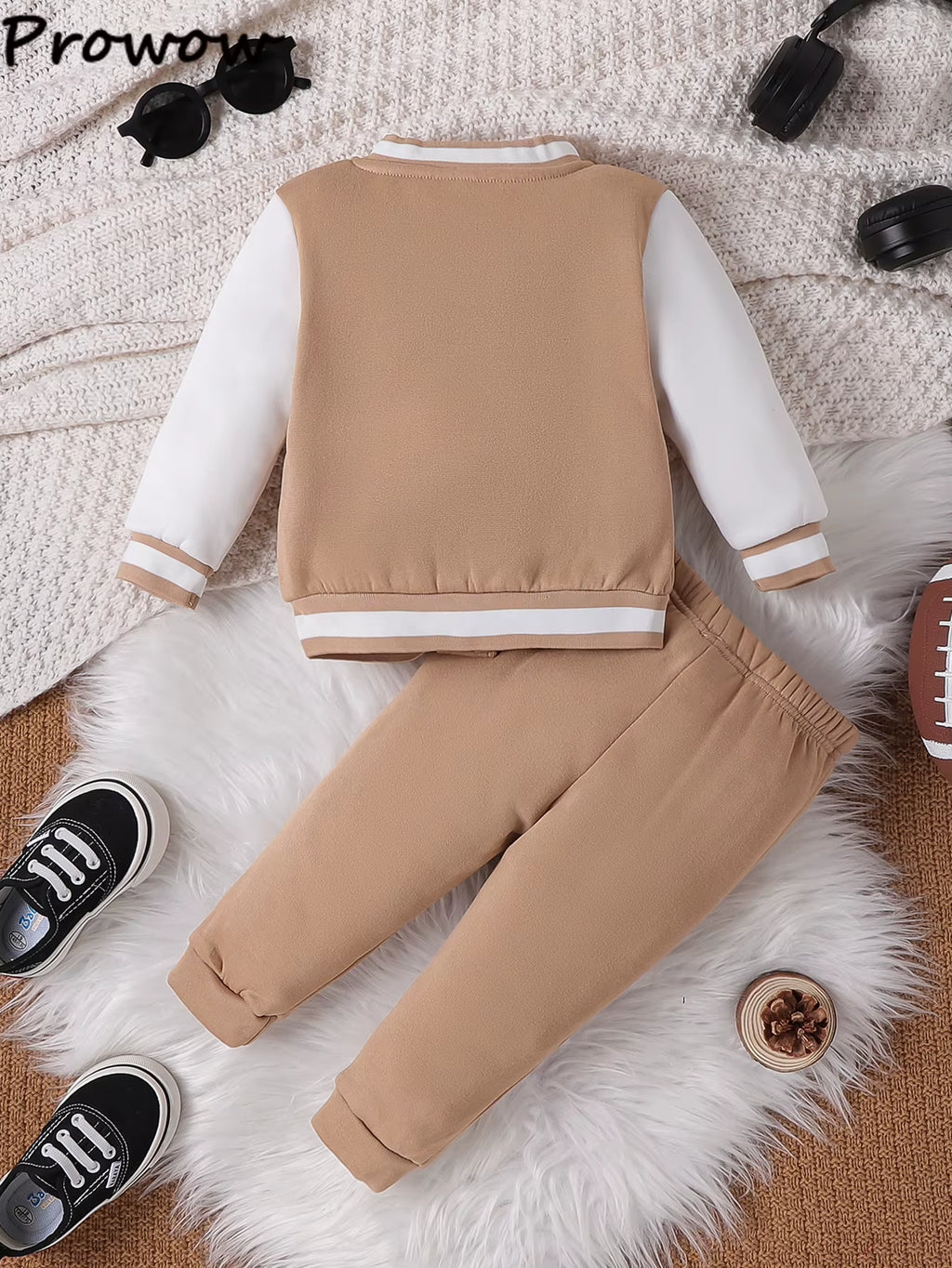 Baby Boy Sport Outfits Set Long Sleeve Embroidery "B" Baseball Jacket and Pants 2Pcs Set Toddler Boy Basketball Clothing