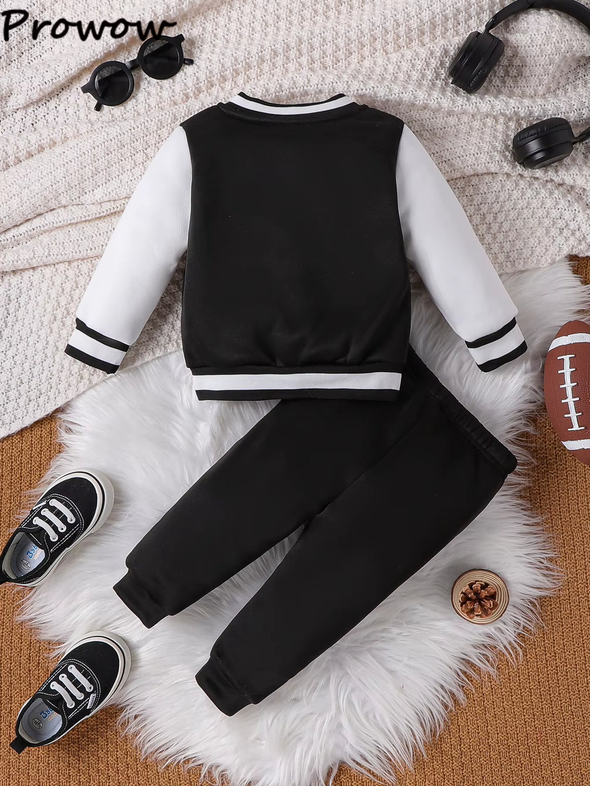 Baby Boy Sport Outfits Set Long Sleeve Embroidery "B" Baseball Jacket and Pants 2Pcs Set Toddler Boy Basketball Clothing
